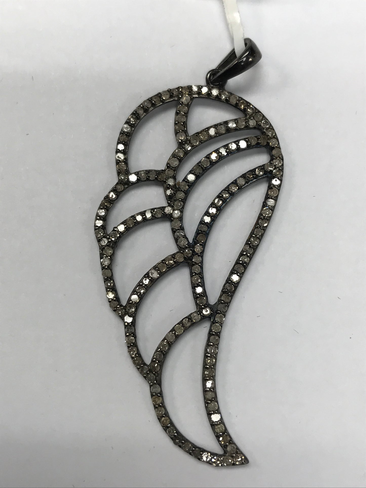 Wing Shape (Hollow Space) Silver and Diamond Pave PENDANT & CHARMS