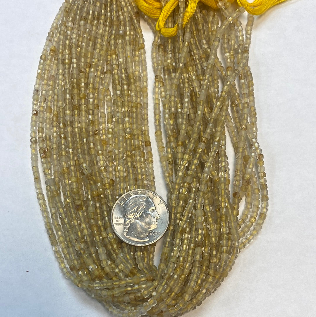 Quartz, Golden Rutilated Quartz Faceted Square, Golden Rutilated Quartz faceted box, faceted cube