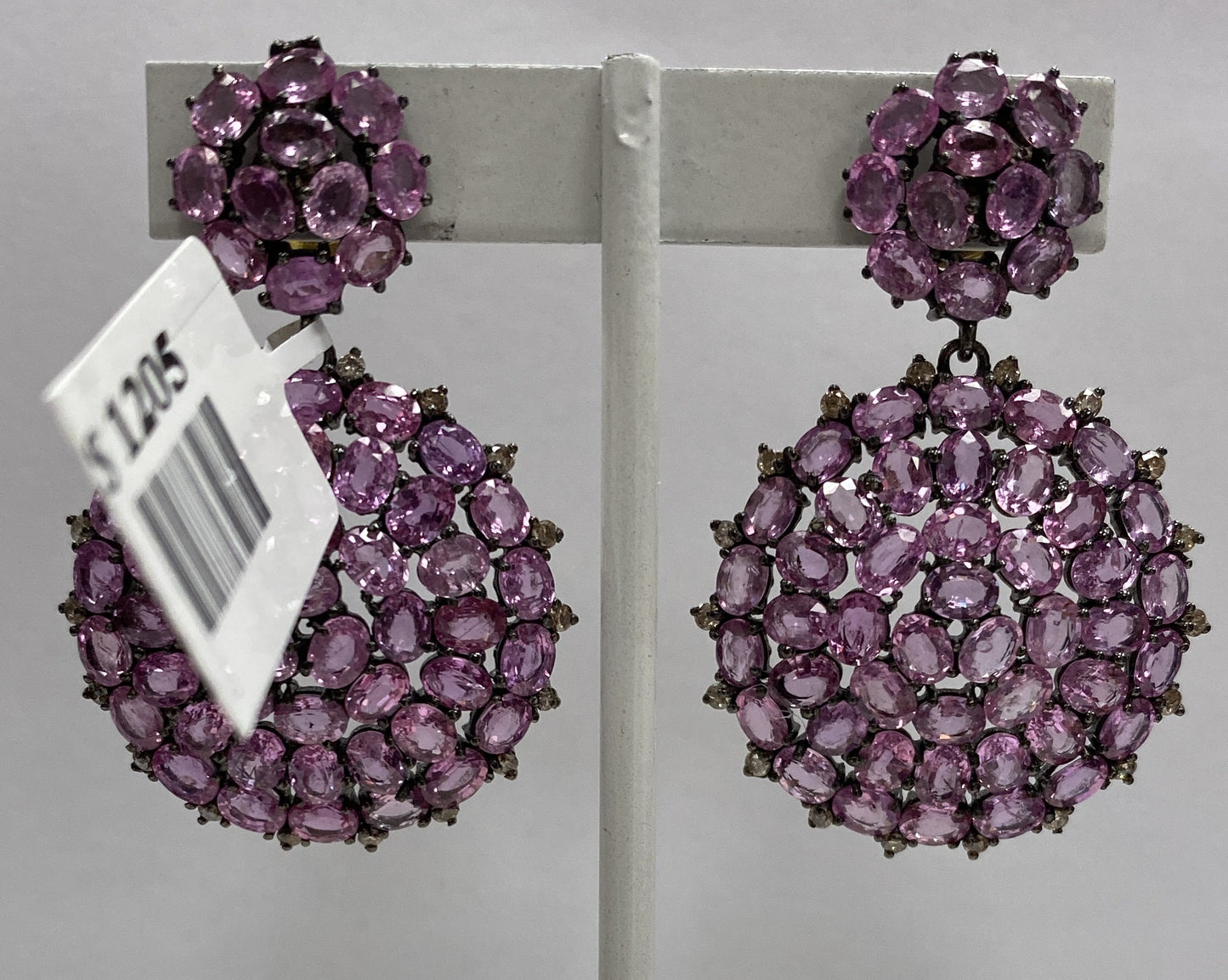 Round Diamond and Gemstone Earring