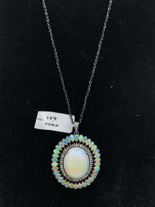 Opal and Diamond Pendant
