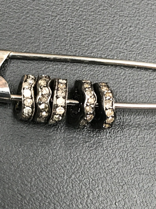 Wheel Shape Spacer Pave Diamond Beads