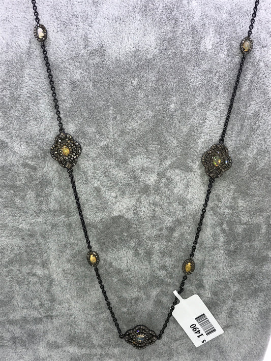 Opal and Diamond Designer long Chain Necklace