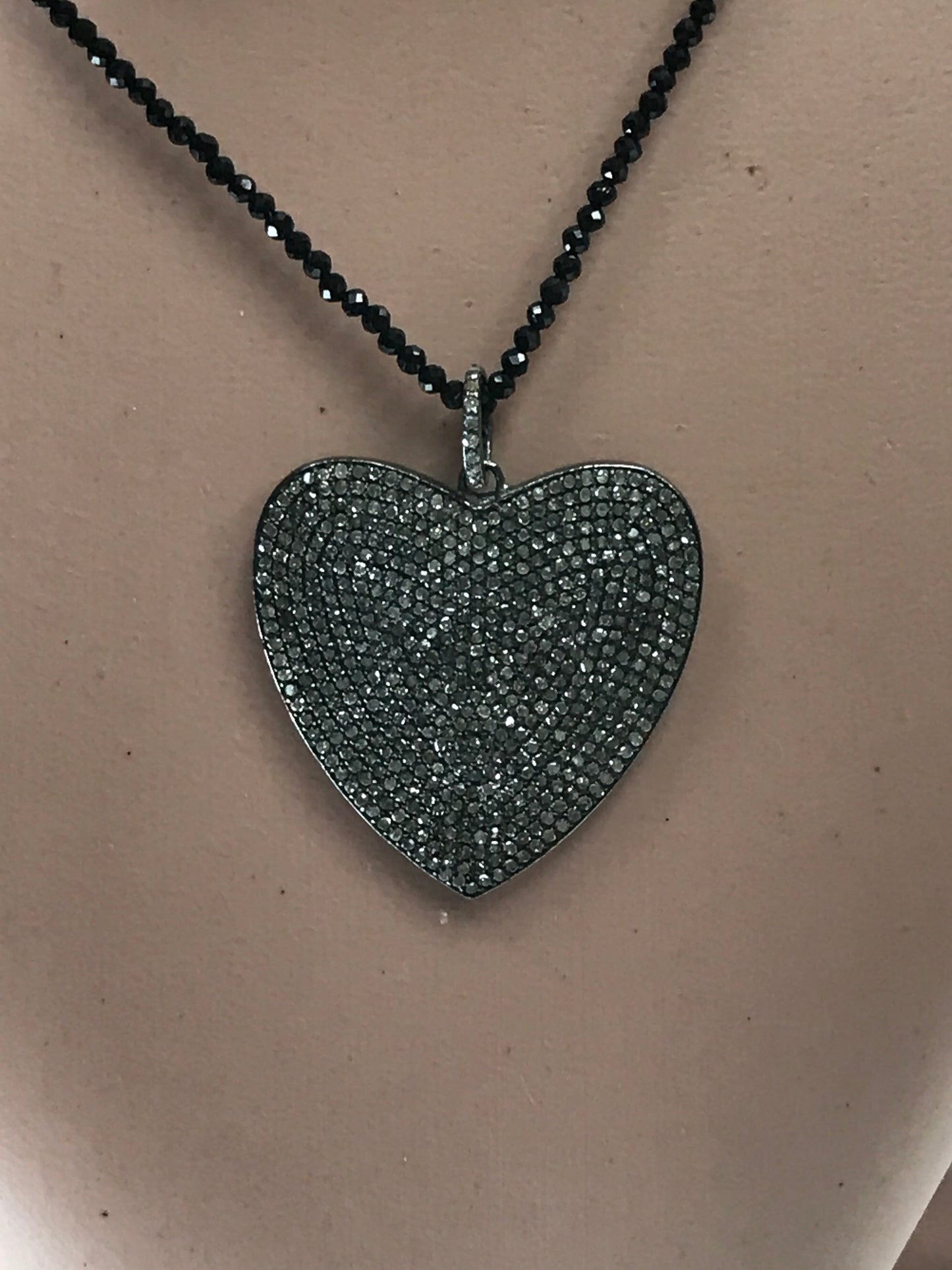 Diamond Heart Shape Pendant, Pave Diamond Pendant, Pave Heart Shape Necklace, Approx 30 x 30mm. Sterling Silver
