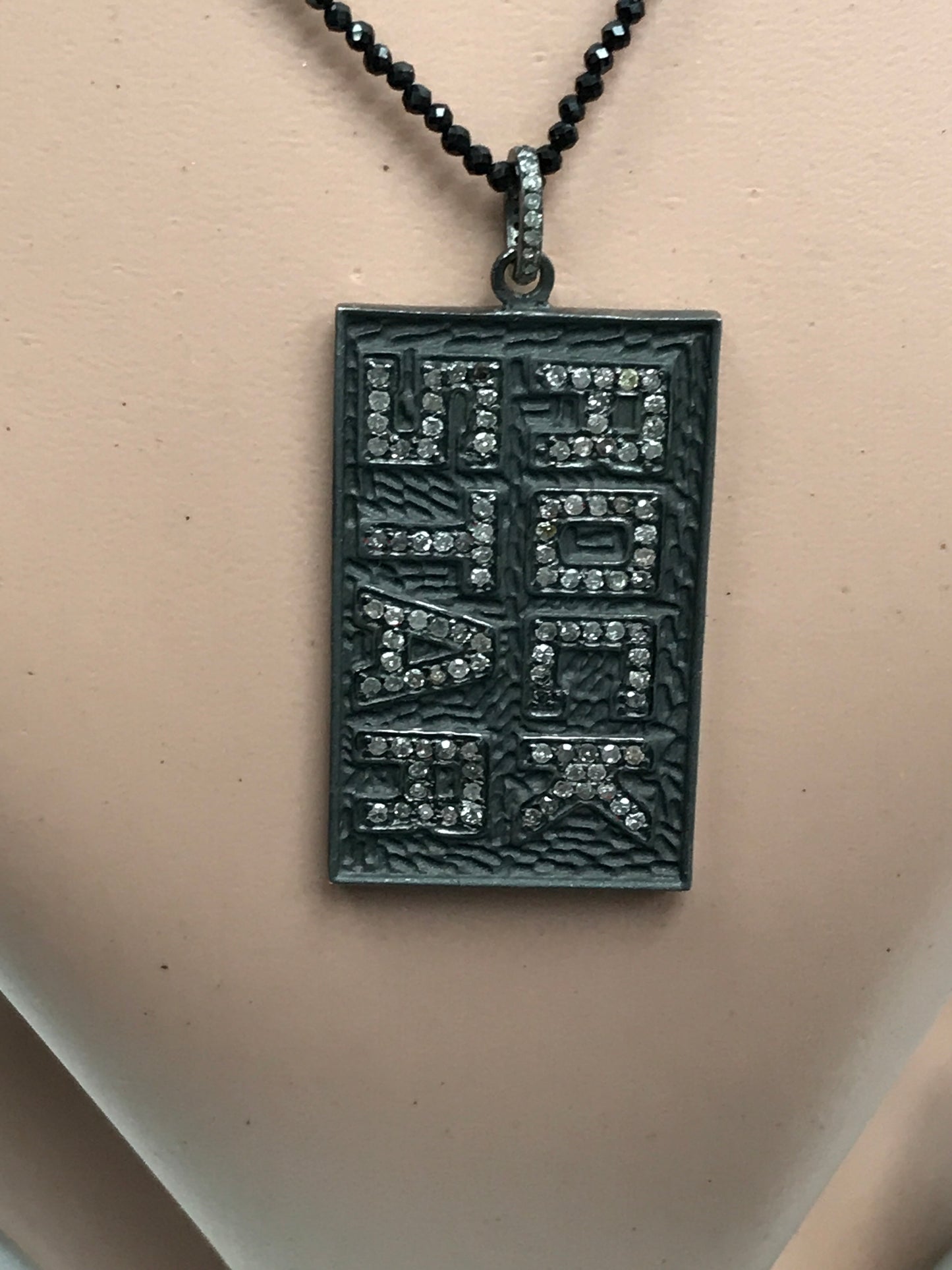 Rectangle Shape Diamond Charm.925 Oxidized Sterling Silver Diamond Charm, Genuine handmade pave diamond Charm Size 45x15 MM