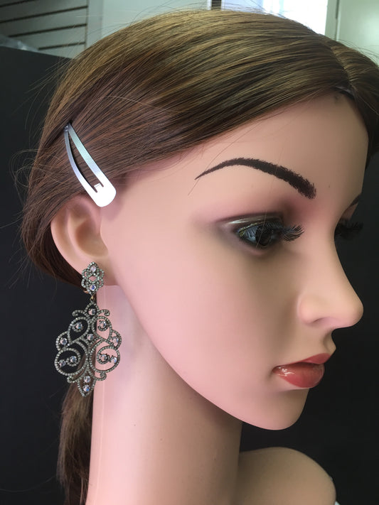 Diamond Rainbow Moon Stone Earring