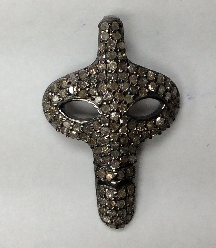Skull Diamond Charm .925 Oxidized Sterling Silver Diamond Charms, Genuine handmade pave diamond Charm Size Approx 1.20"(19 x 30 MM)