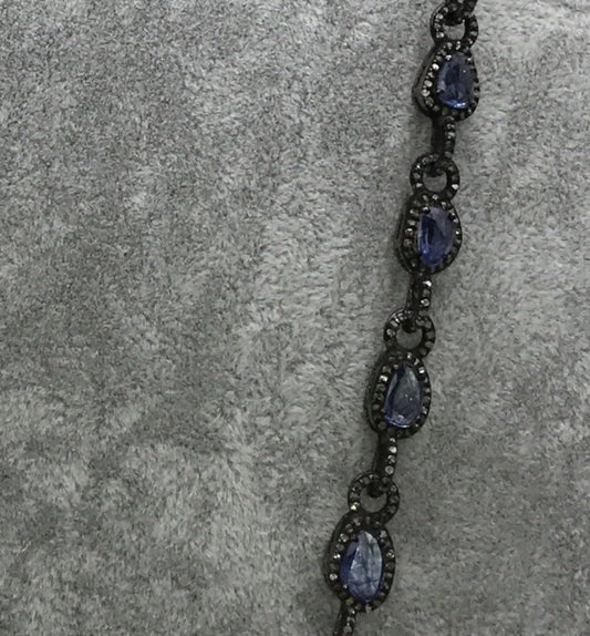 Blue Sapphire and Diamond Long Necklace