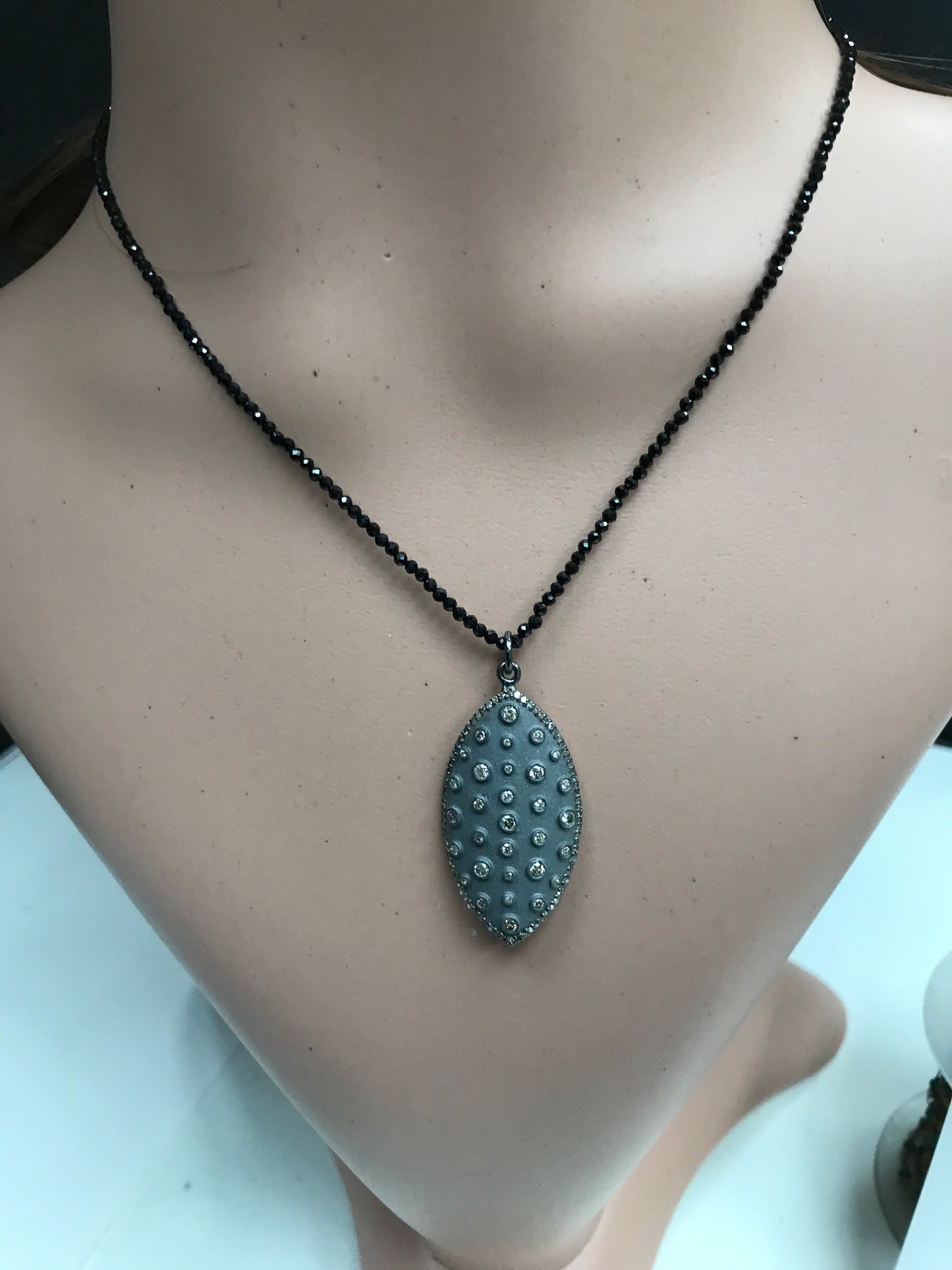 Marquise Diamond Charm .925 Oxidized Sterling Silver Diamond Charms