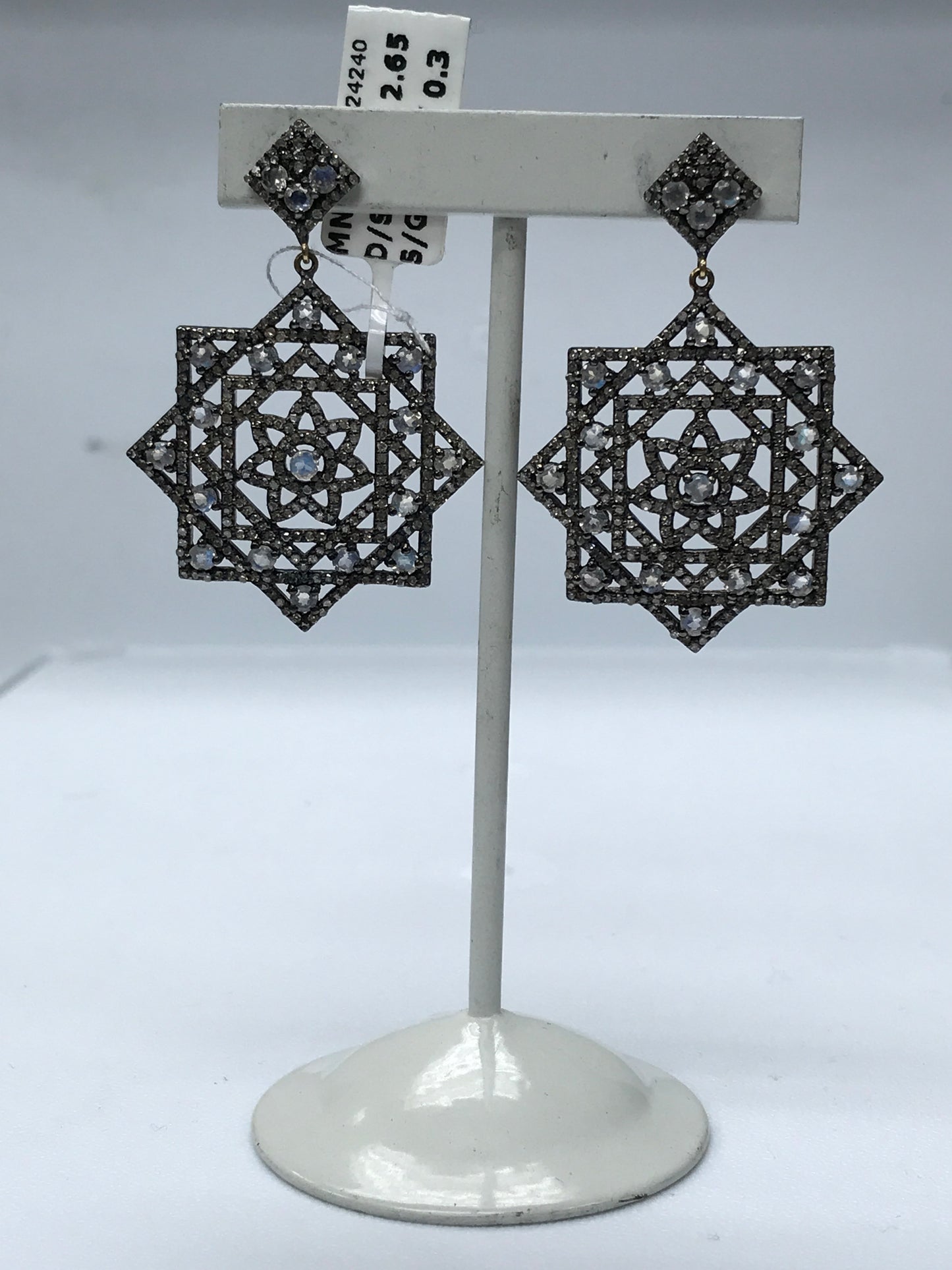 DIAMOND AND MOONSTONE EARRINGS