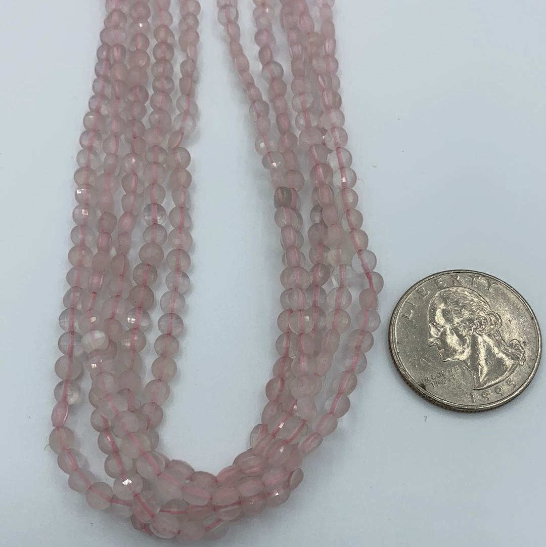 Quartz, Rose Quartz Faceted Beads Coin, Beads Coin Beads, Coin