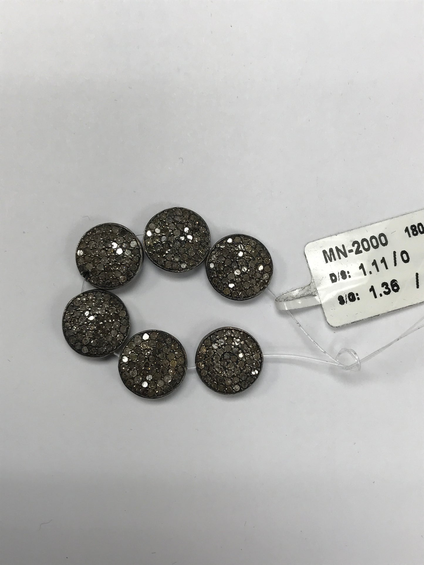 Silver and Diamond Pave Pave Beads