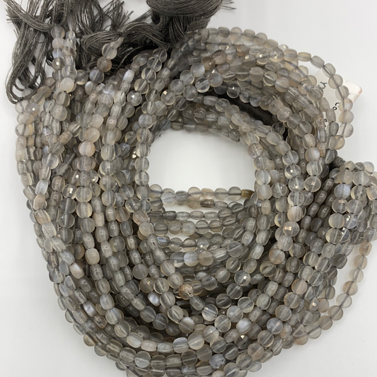 Moonstone, Grey Moonstone Faceted Beads Coin, Beads Coin Beads, Coin