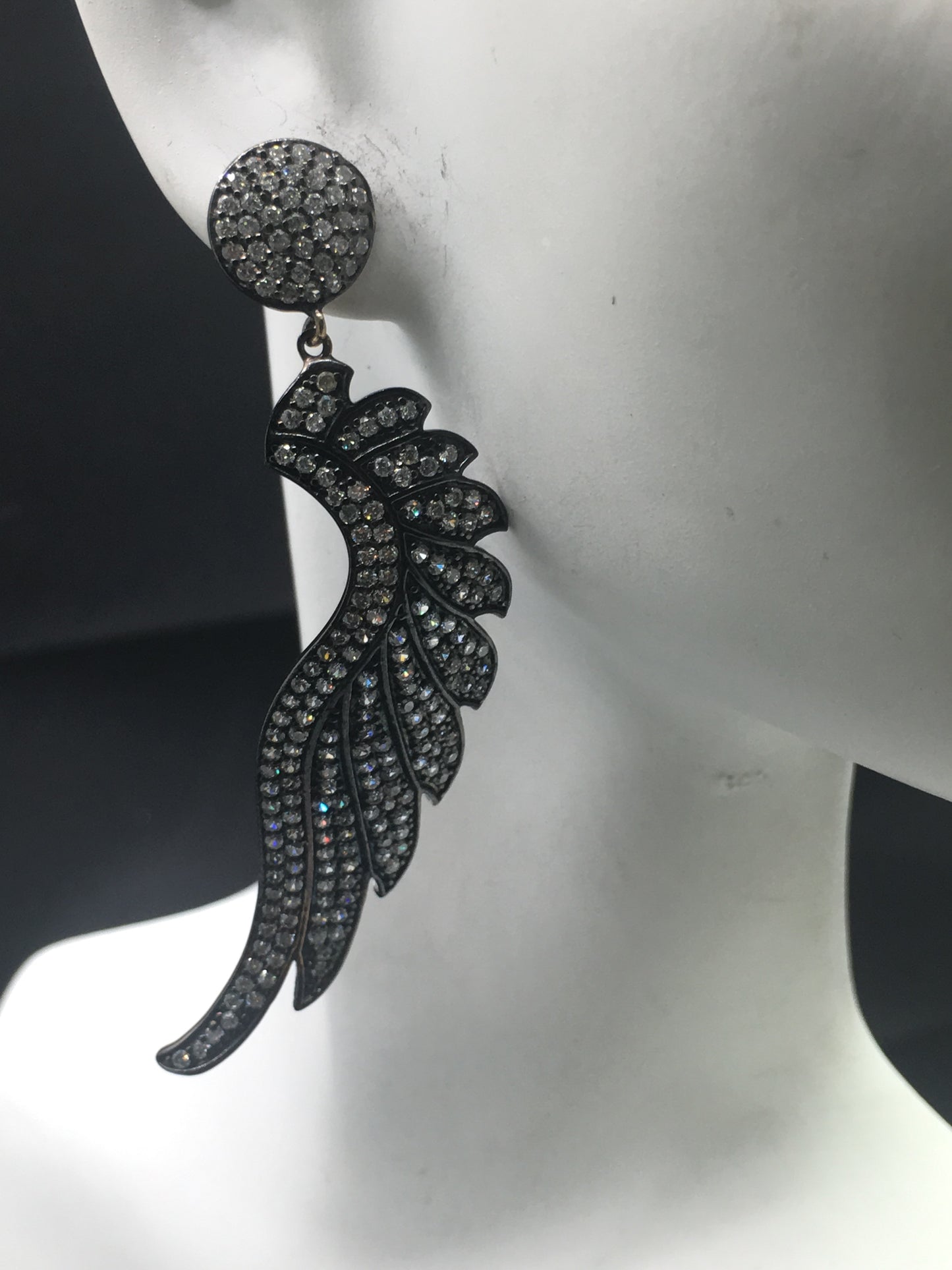 CUBIC ZIRCON FEATHER EARRINGS
