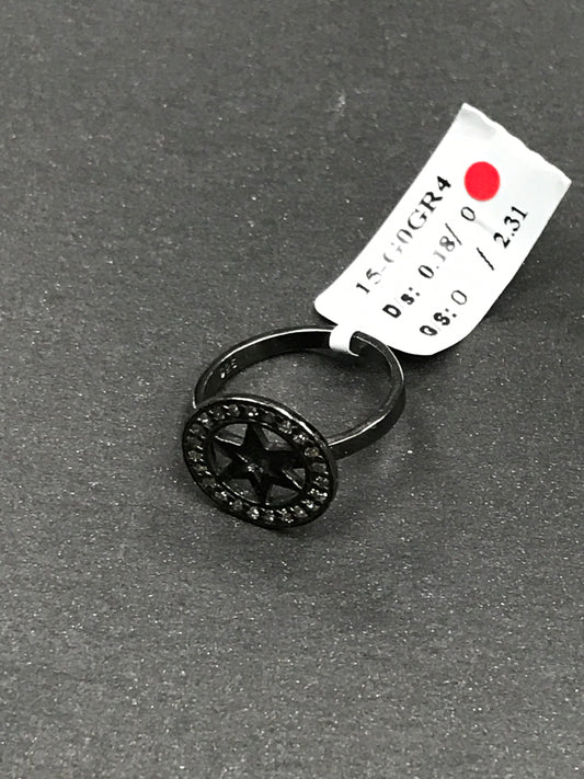 Diamond and Silver Black Rhodium Finish Ring