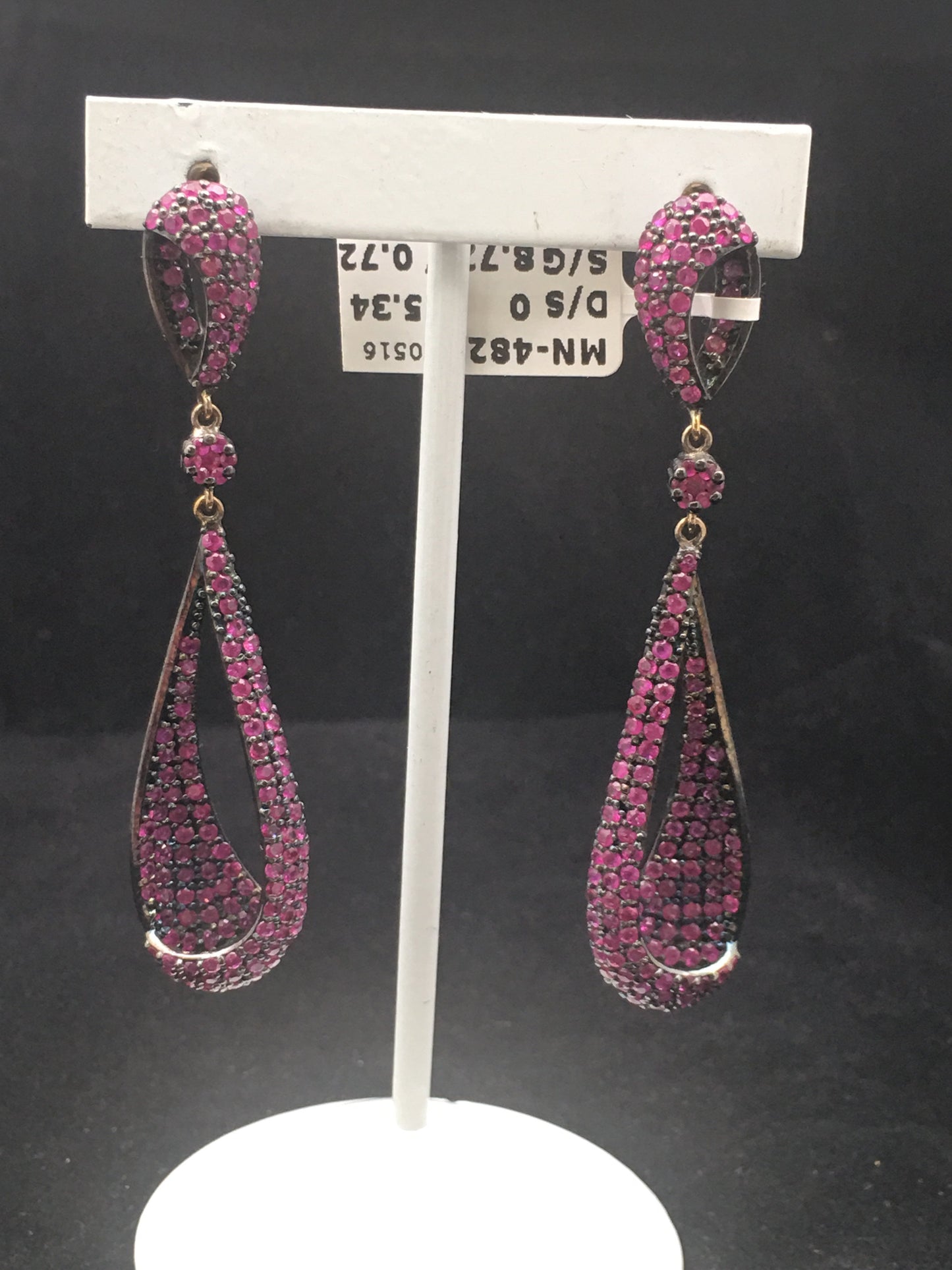 Diamond and Silver Black Rhodium Finish Earrings