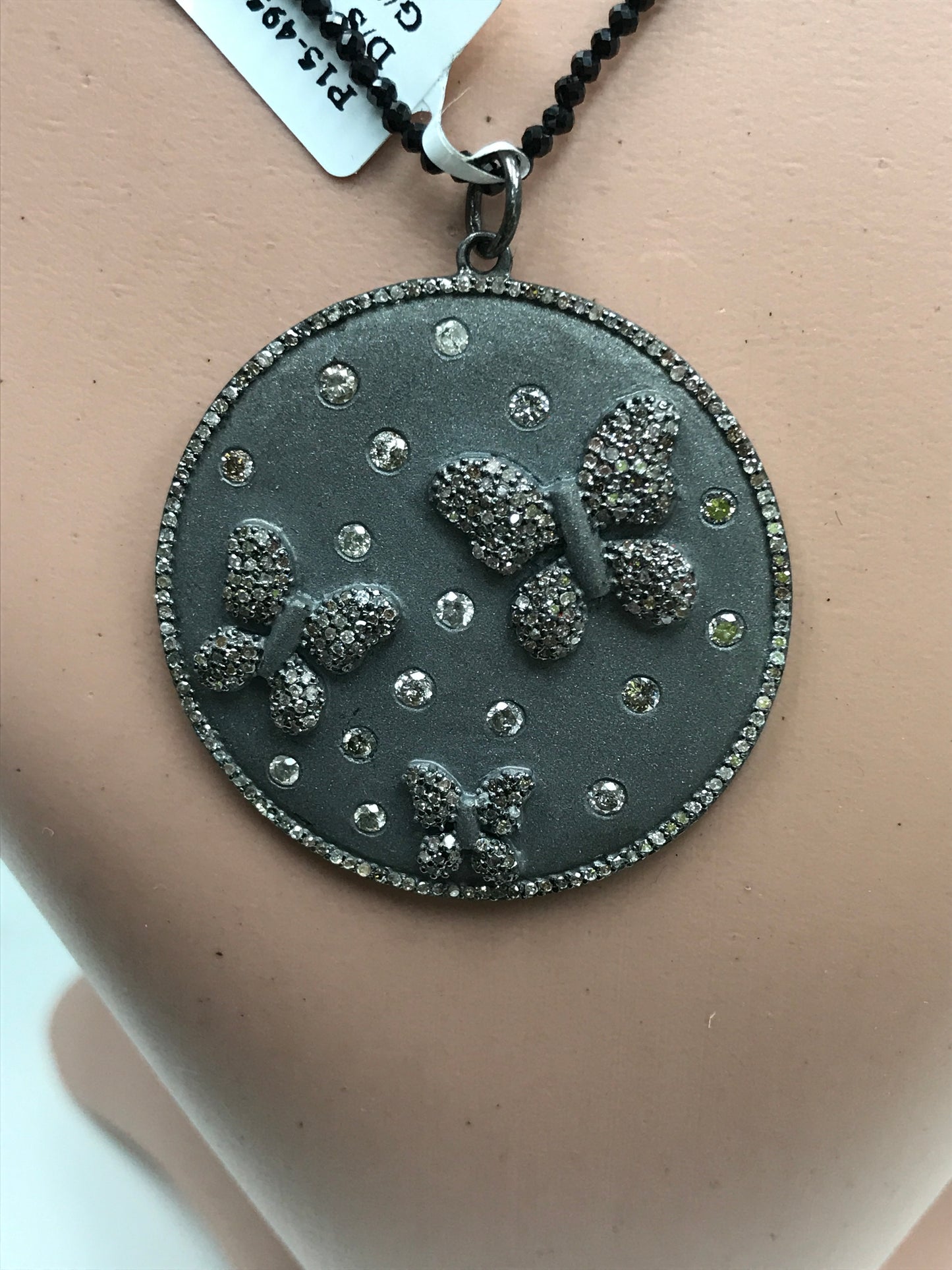 Round Silver Diamond Charm