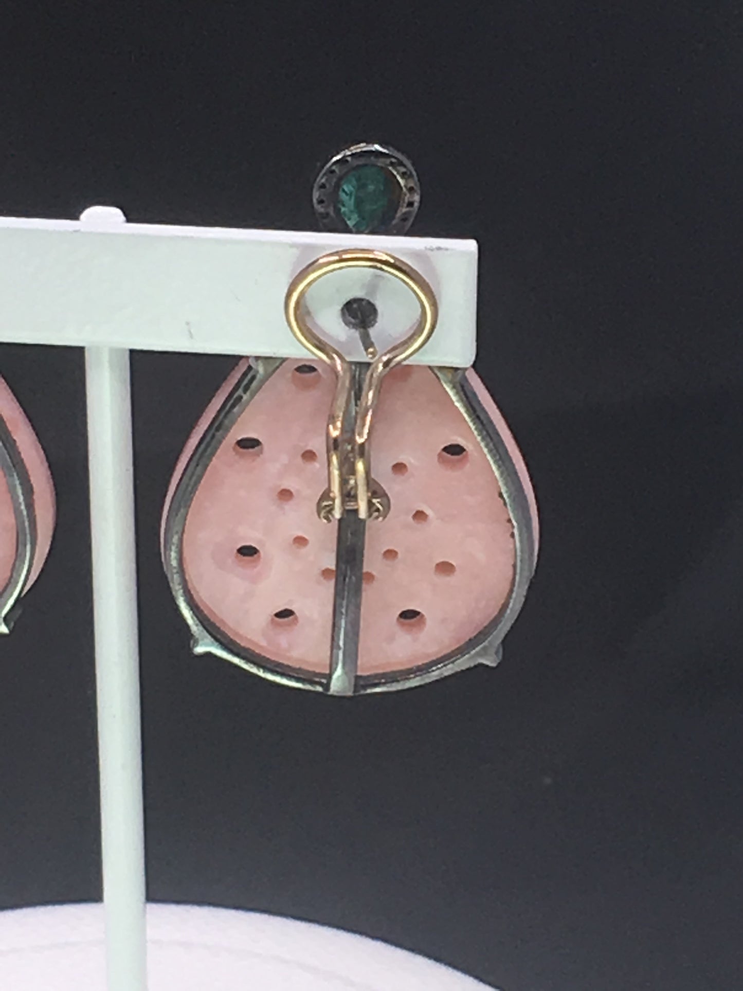 Pink Opal and Diamond Stud Earrings,
