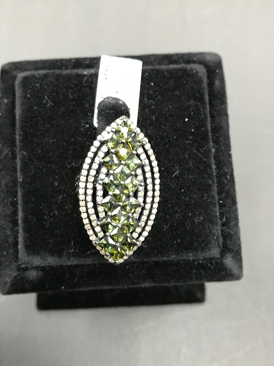 Diamond and Silver Tourmaline Ring