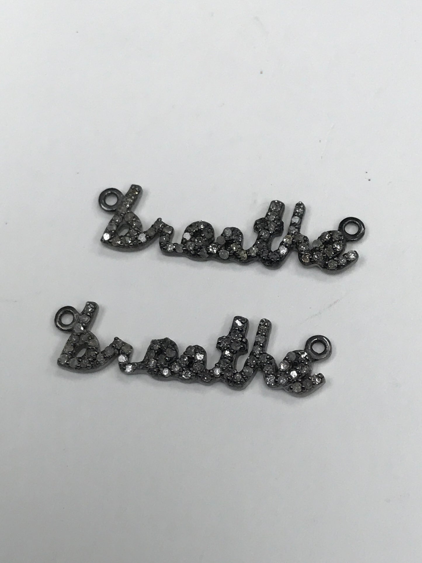 Pave Diamond, Breath Word Diamond Charms, Amazing Piece, Appx 0.40" Long (32 x 9 mm)