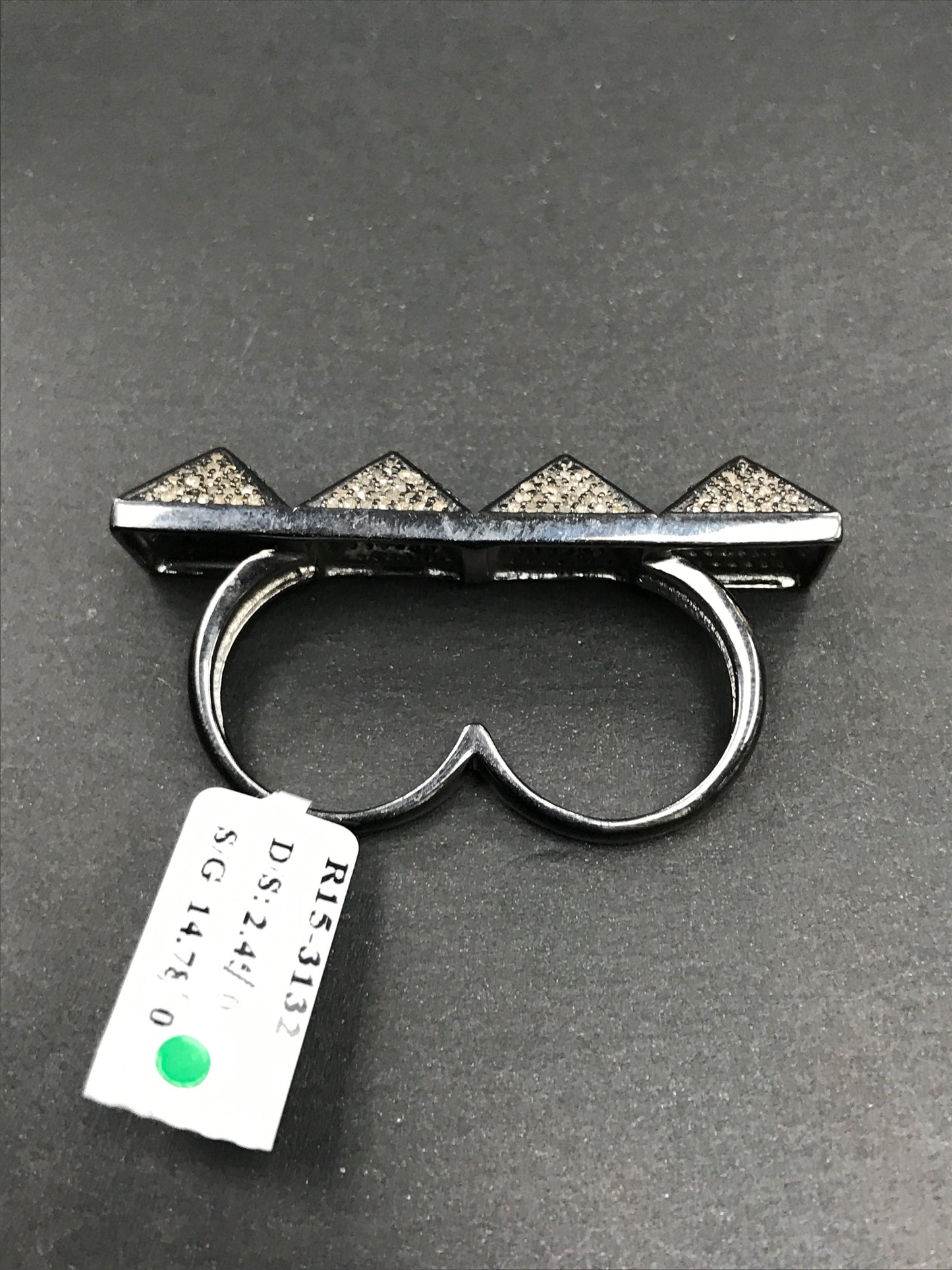 Pyramid Pave Diamond Ring .925 Oxidized Sterling Silver Diamond Ring, Genuine handmade pave diamond Ring Size Approx 1.96"(8 x 12 x 49 MM)