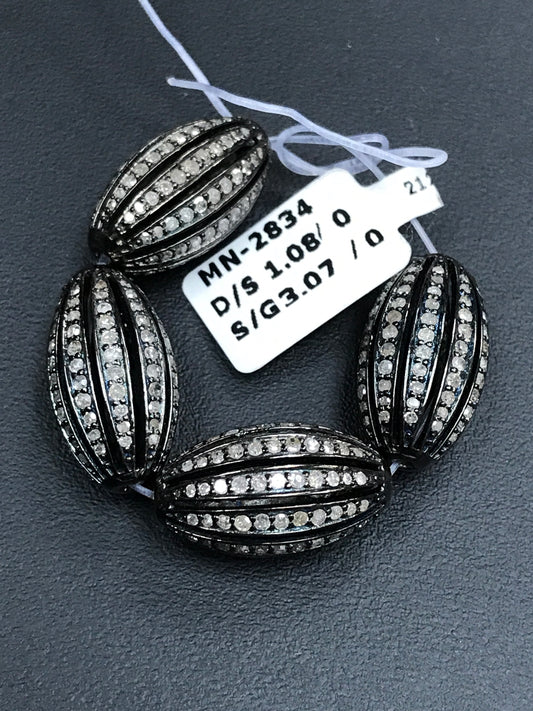 oval shape pave diamond beads