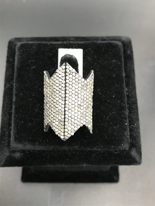 Diamond Silver Black Rhodium Ring