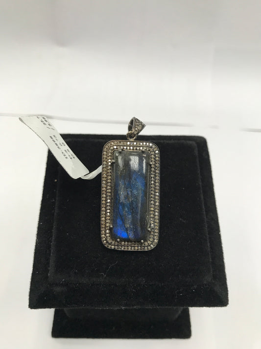 Rectangle Shape Kynite and Diamond Pendant