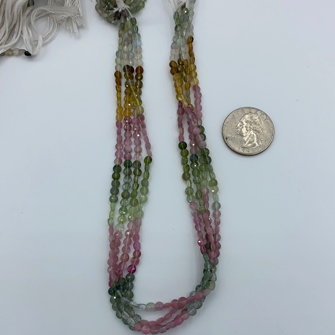 Tourmaline, Multi Tourmaline Faceted Beads Coin, Beads Coin Beads, Coin