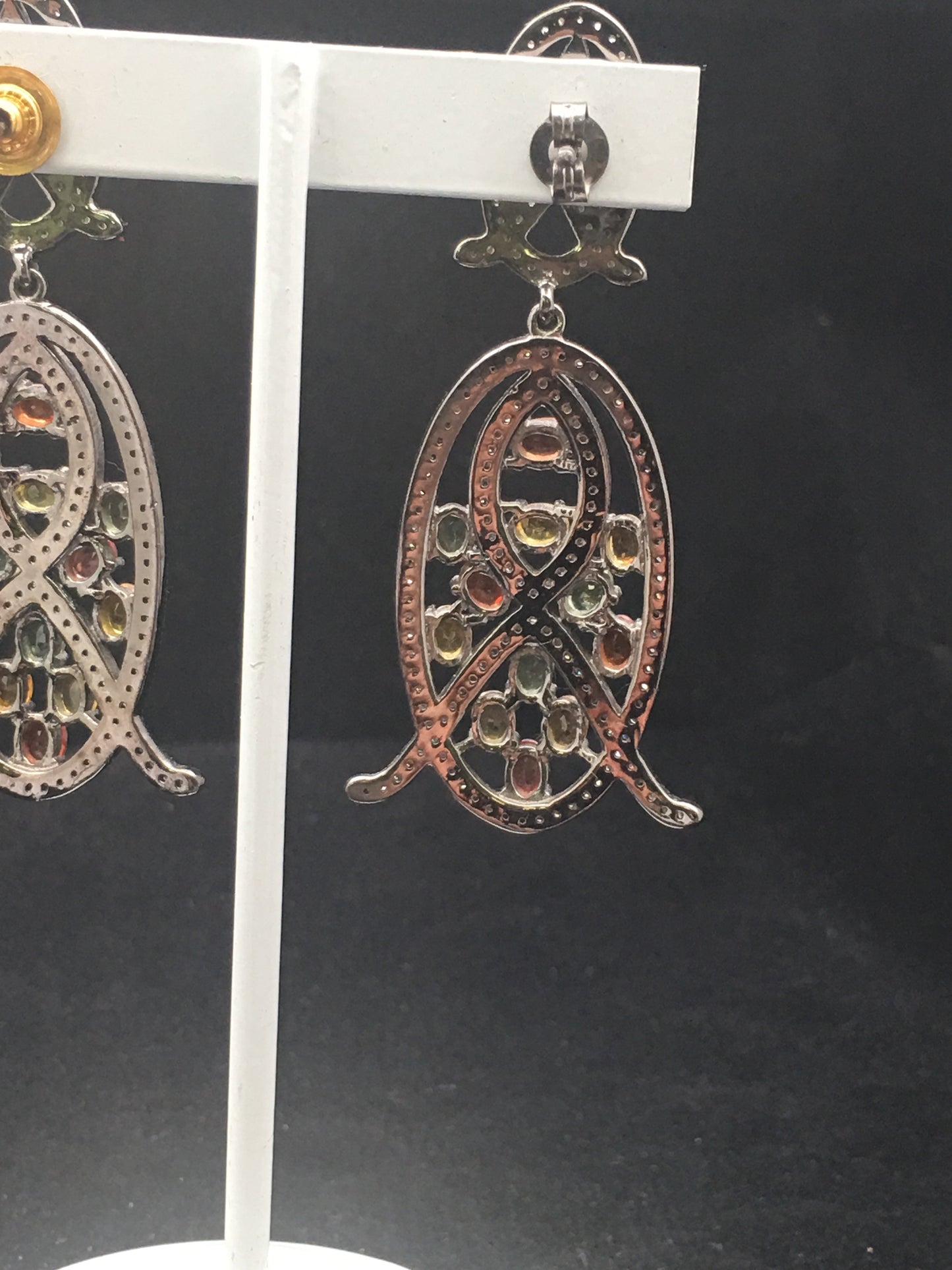 Diamond sapphire Earrings,