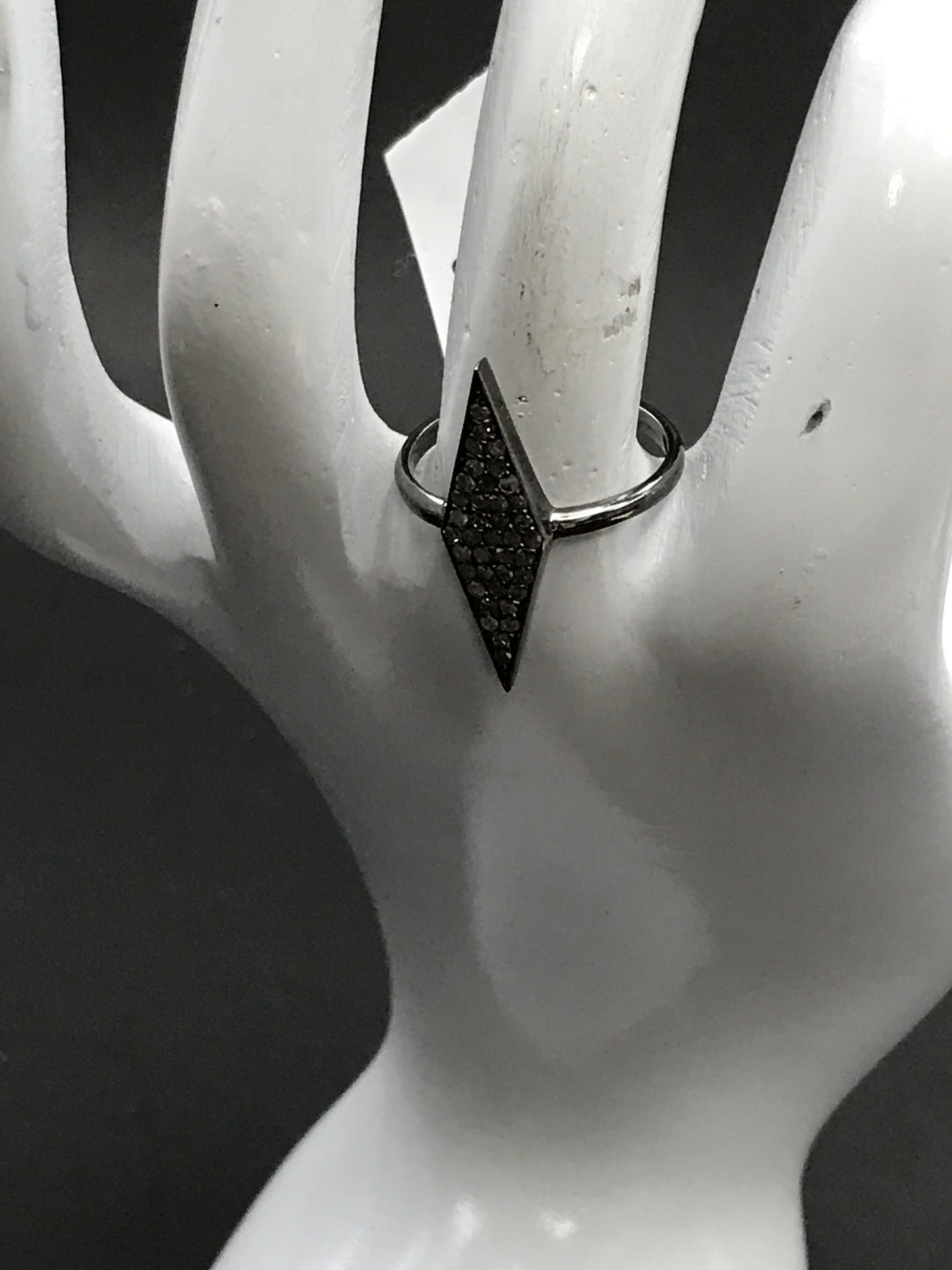 Diamond Polygon Diamond Ring, Pave Diamond Ring, Pave Polygon Ring, Approx 22 x 6mm. Sterling Silver
