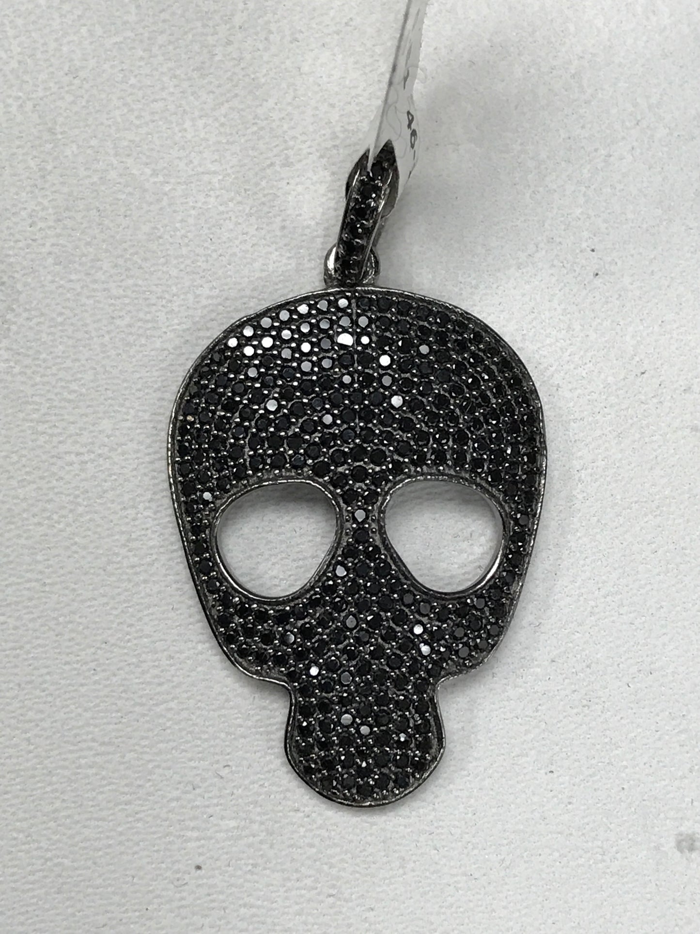 Skull Shape Black Spinal Charm, Pave Black Spinal ,Approx (30 x 23 mm) Oxidized Black Spinel
