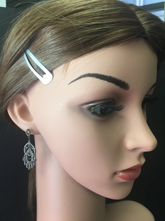 Diamond Silver Earring .925 Oxidized Sterling Silver Diamond Earring, Genuine handmade pave diamond Earring Size 1.80"(14 x 45 MM )