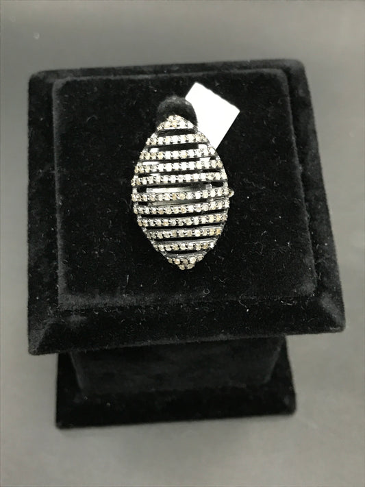 Diamond and Silver Black Rhodium Finish Rings