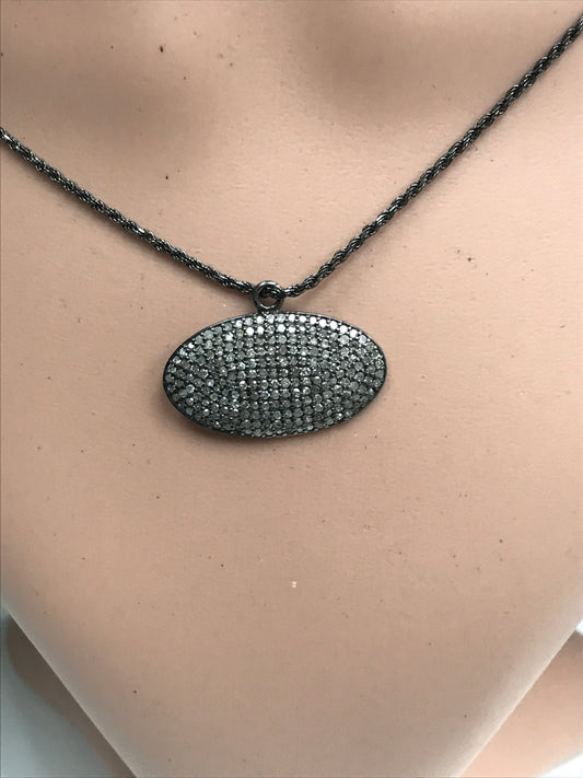 Pave Diamond, Oval Disc Diamond, Amazing Piece, Appx 1.3" Long (18x32mm)