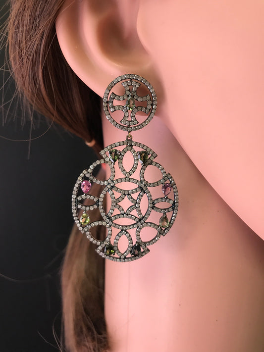 Diamond and Tourmaline Earrings