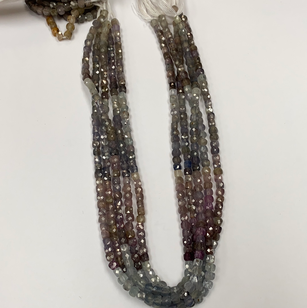 Sapphire, Multi Sapphire Beads Facetted Square,Facetted Box