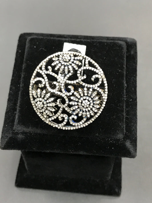 Diamond and Silver Black Rhodium Finish Rings