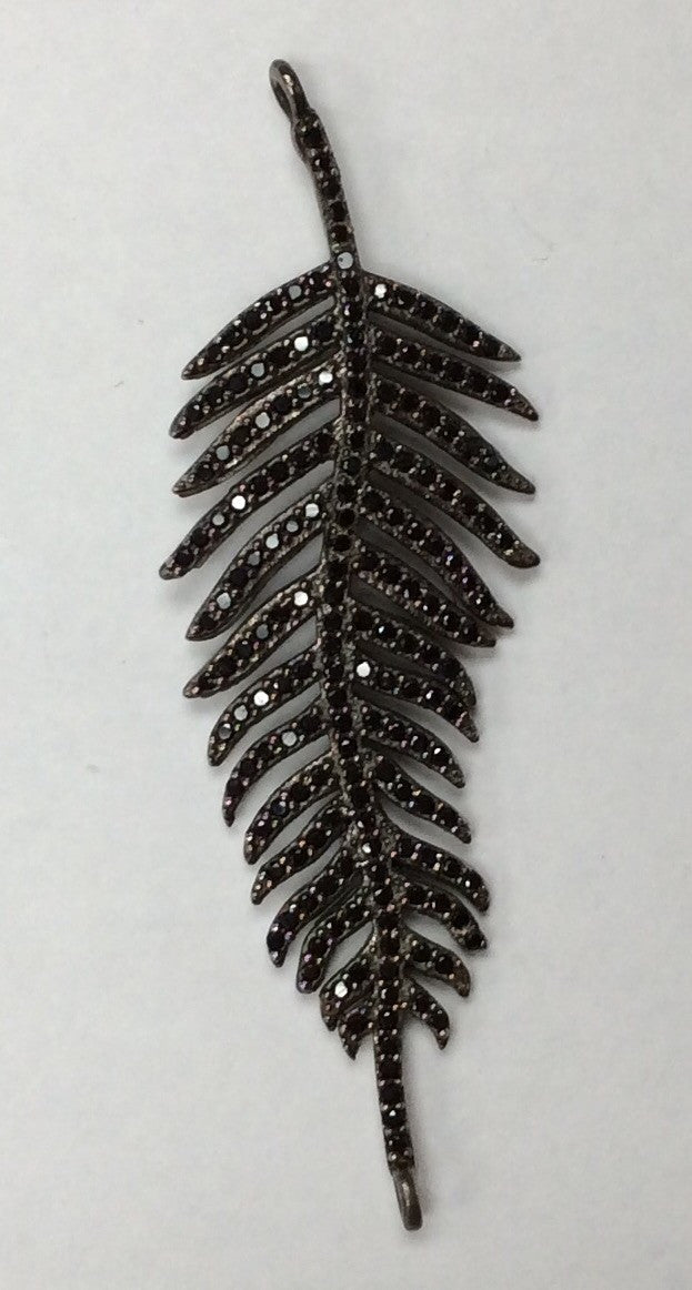 Feathers Black Spinel Charm