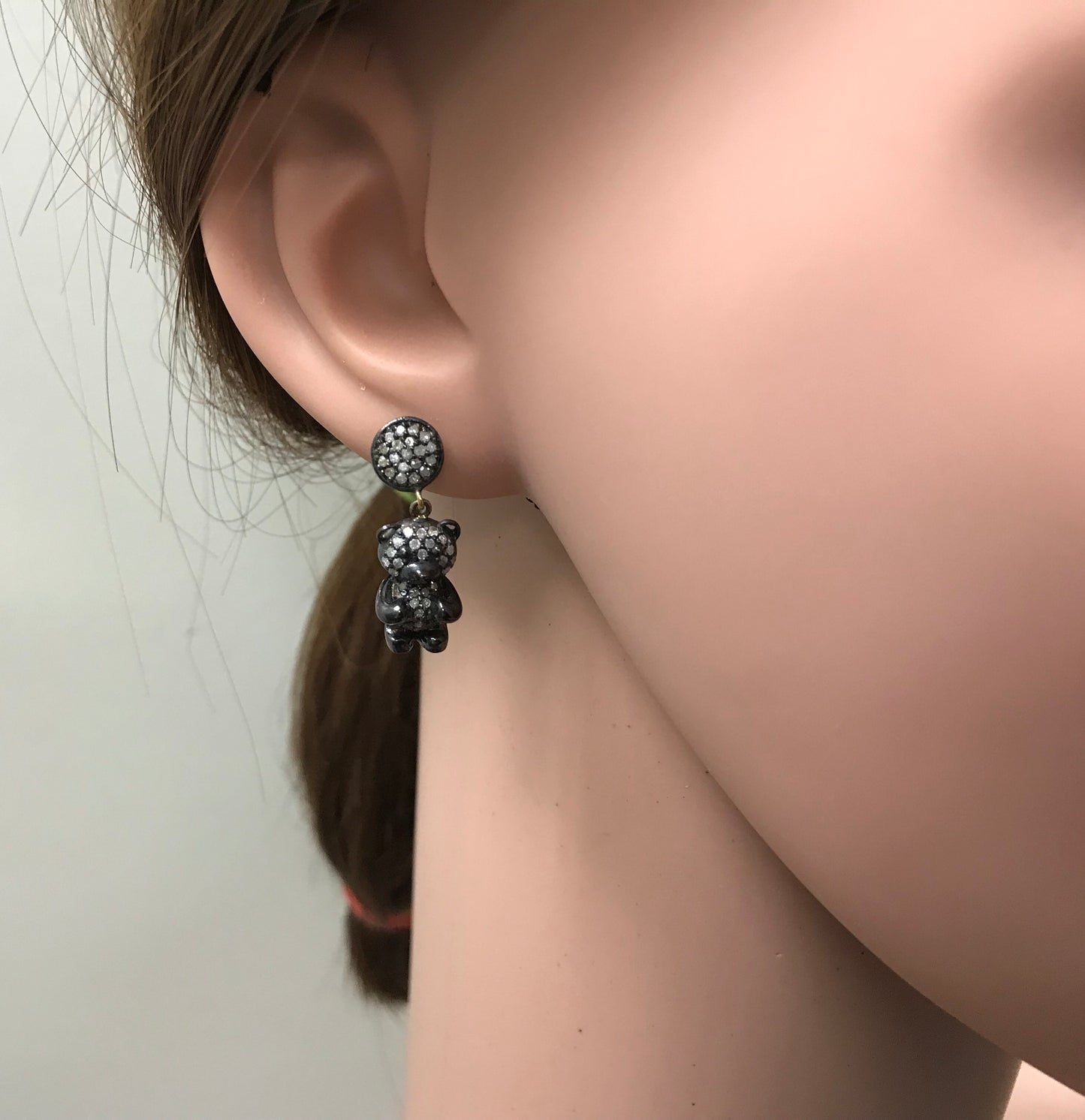 Mickey Mouse Diamond Silver Earrings