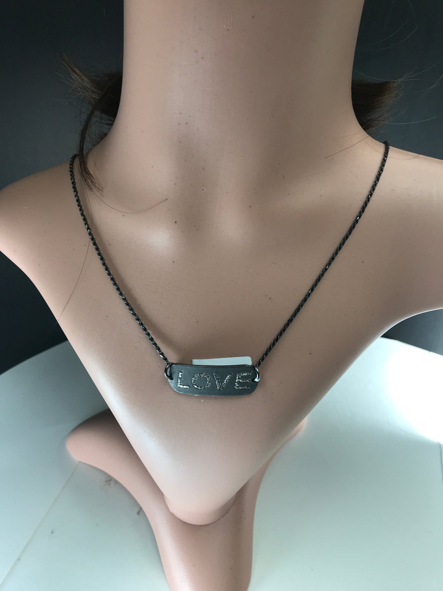 Love Silver Diamond Charm .925 Oxidized Sterling Silver Diamond Charms, Genuine handmade pave diamond Charm.