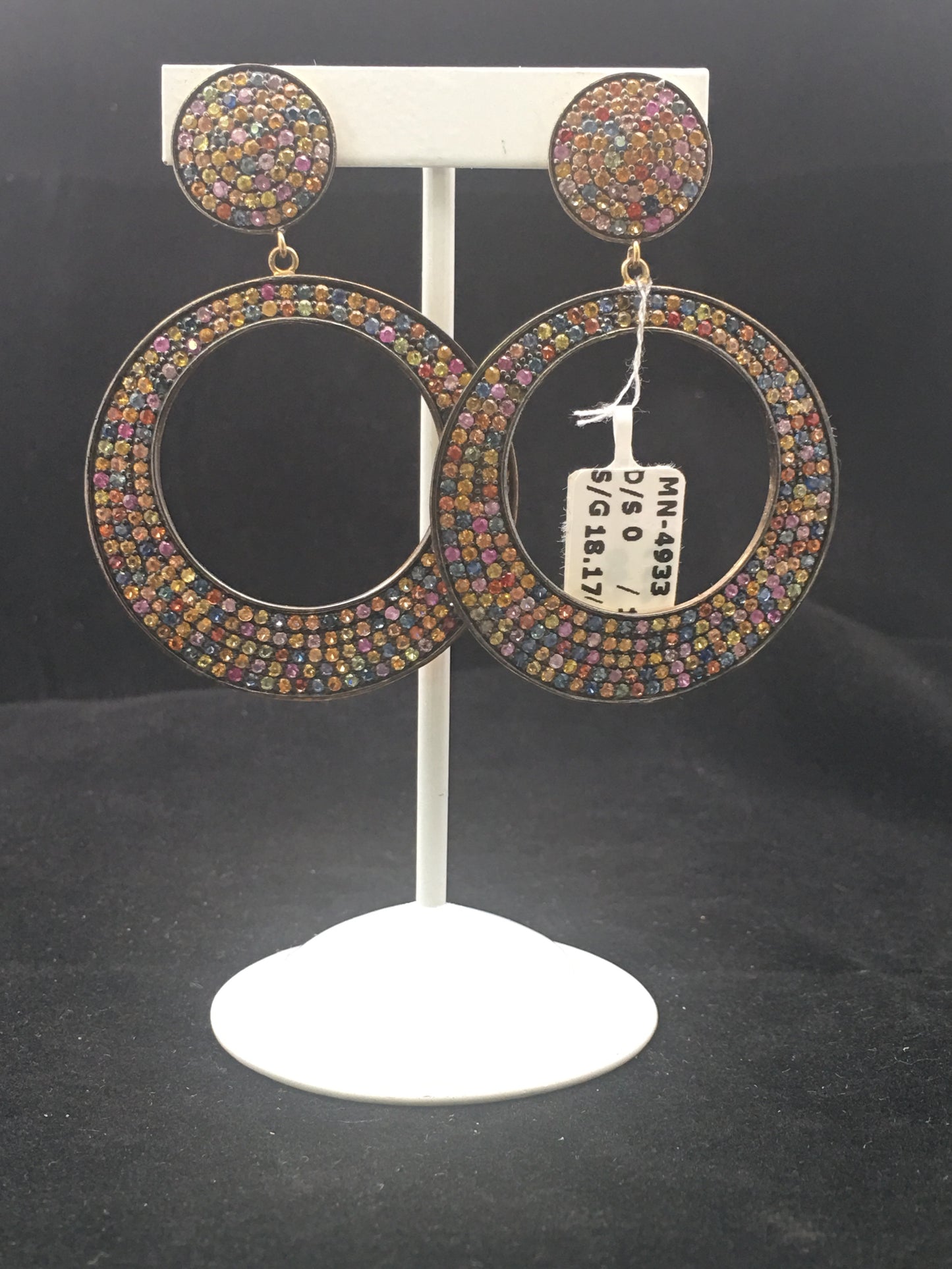 Diamond sapphire Earrings,