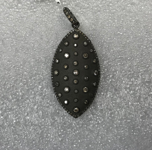 Marquise Diamond Charm .925 Oxidized Sterling Silver Diamond Charms