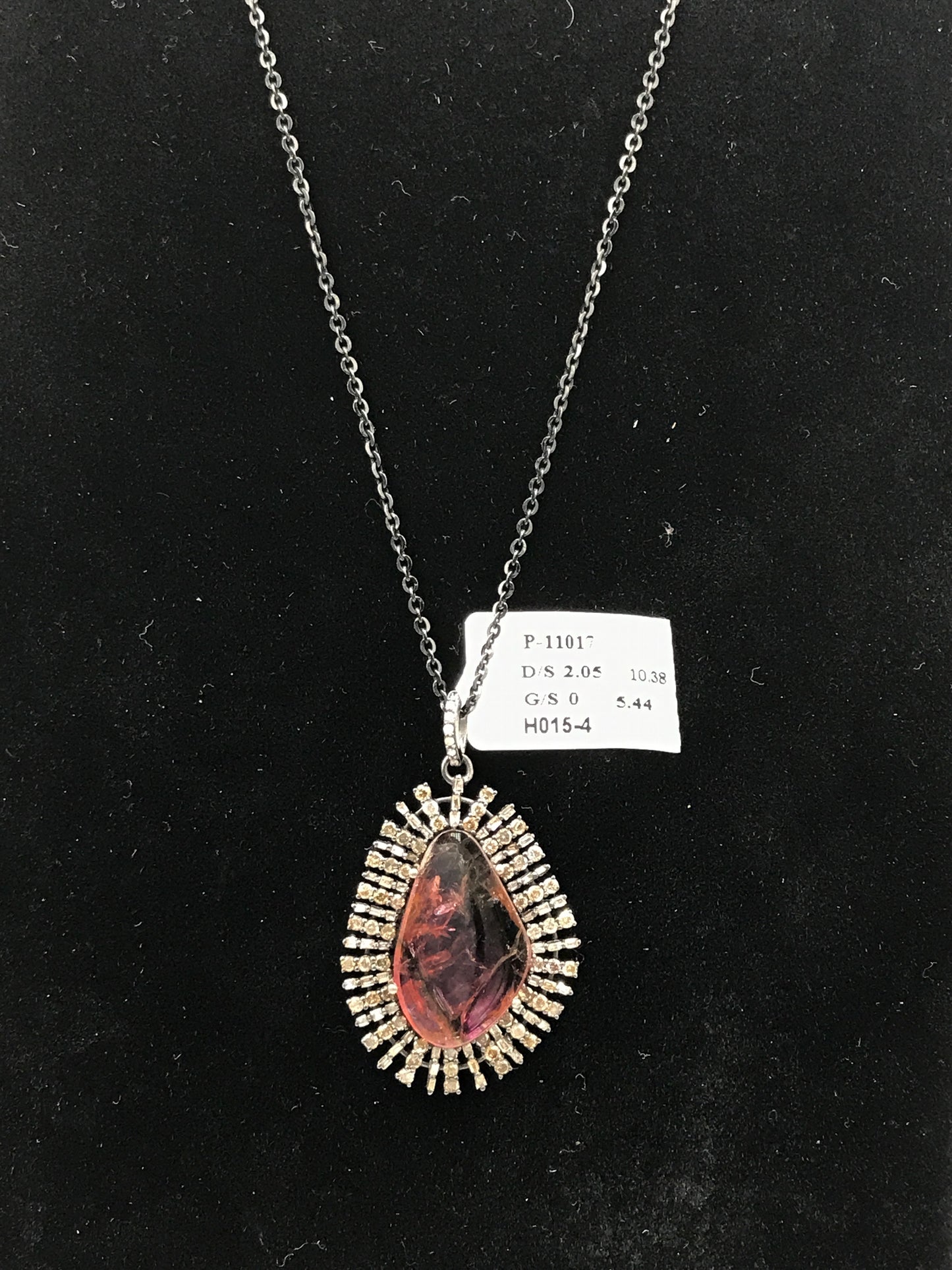 Tourmaline Watermelon and Diamond Pendant
