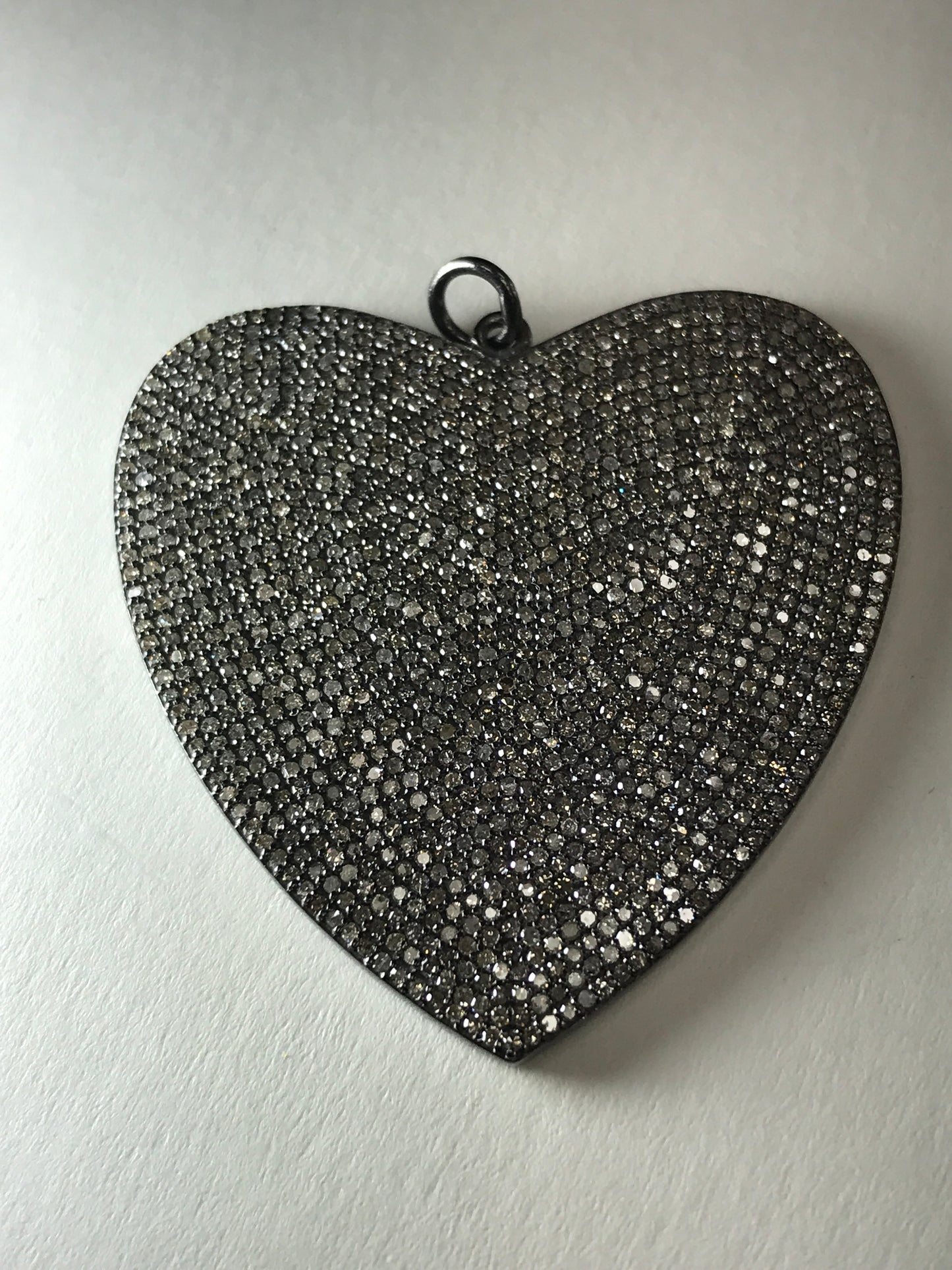 Diamond Full Heart Shape Pendant, Pave Diamond Pendant, Pave Full Heart Shape Necklace, Approx 40 x 40mm. Sterling Silver