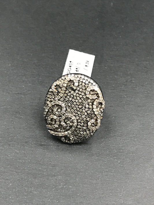 Diamond and Silver Black Rhodium Finish Rings