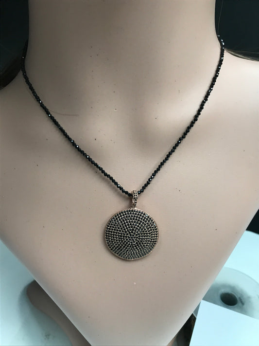 Round Shape Black Spinel Charm