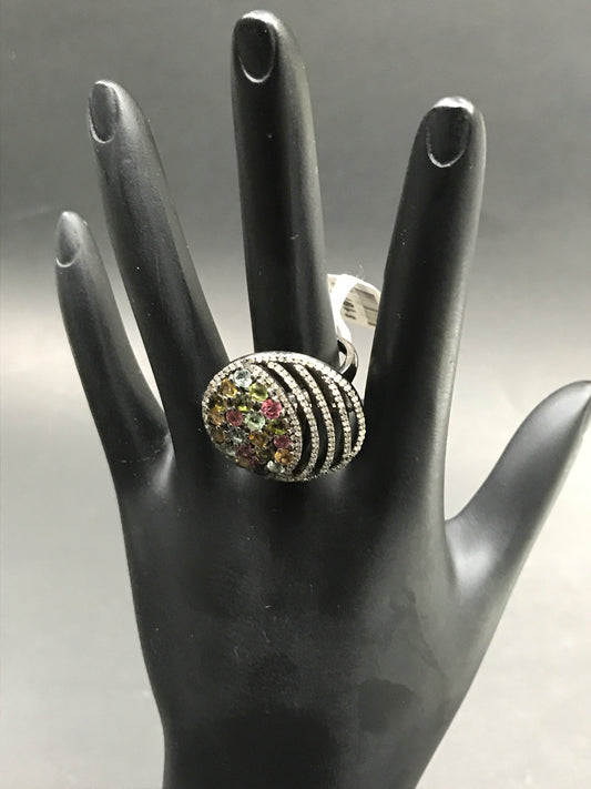 DIAMOND AND MULTI TOURMALINE RINGS