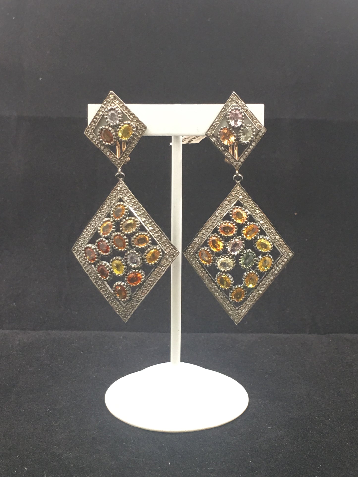 Diamond and Multi sapphire Earrings,