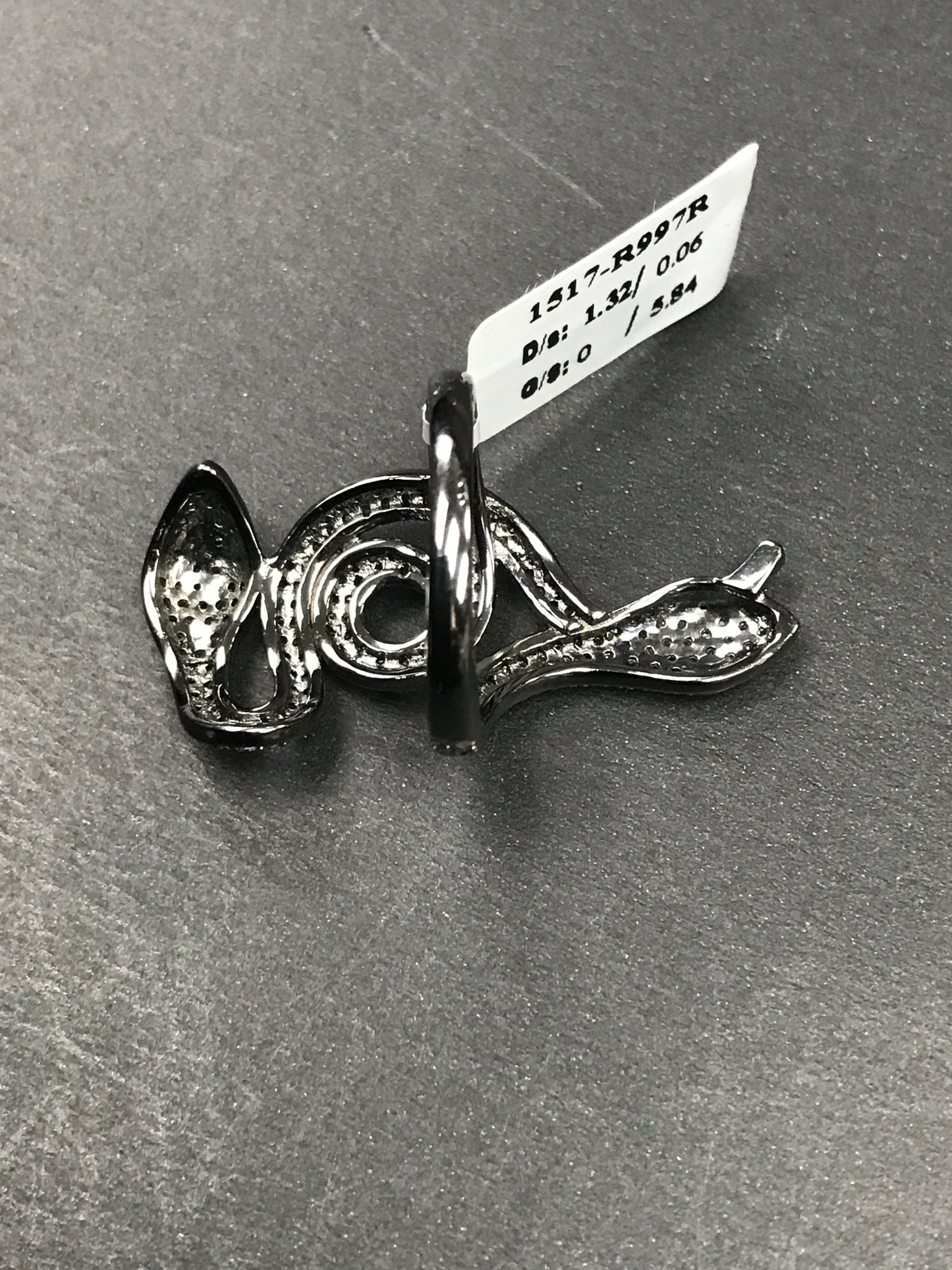 Snake Diamond Ring and Silver Ruby Black Rhodium Finish Rings
