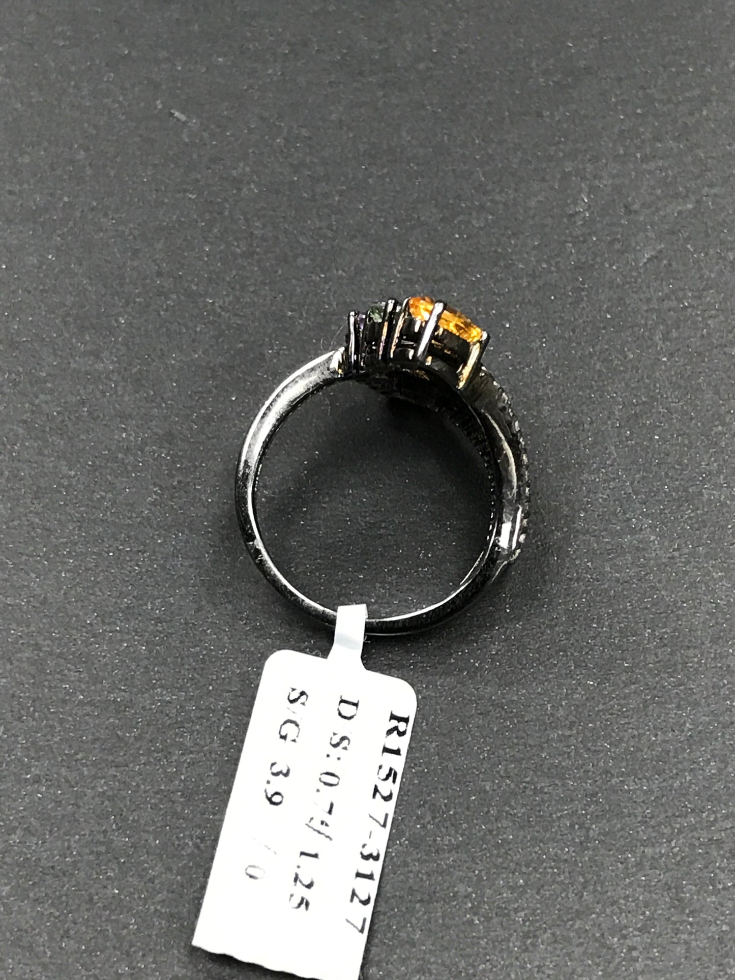 Diamond and Multi Sapphire Siver Black Rhodium Finish Rings